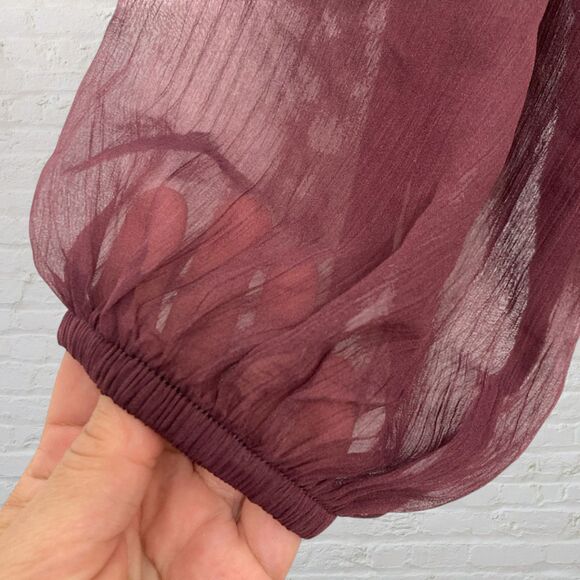Joie Limited Edition Burgundy Mesh Blouse Size M - Picture 10 of 16